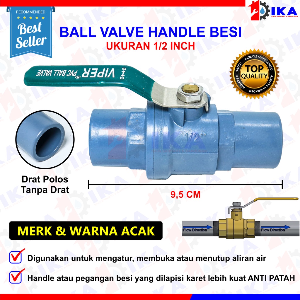 Jual Ball Valve 1 2 3 4 1Inci PVC HPP Stop Kran Pipa Ballvalve PVC 1