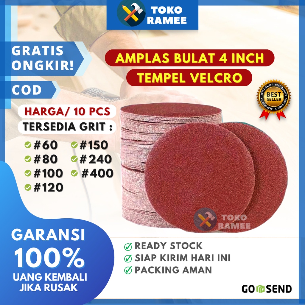 Jual 10 Pcs Amplas Ampelas Kertas Pasir Bulat Tempel Velcro Gerinda