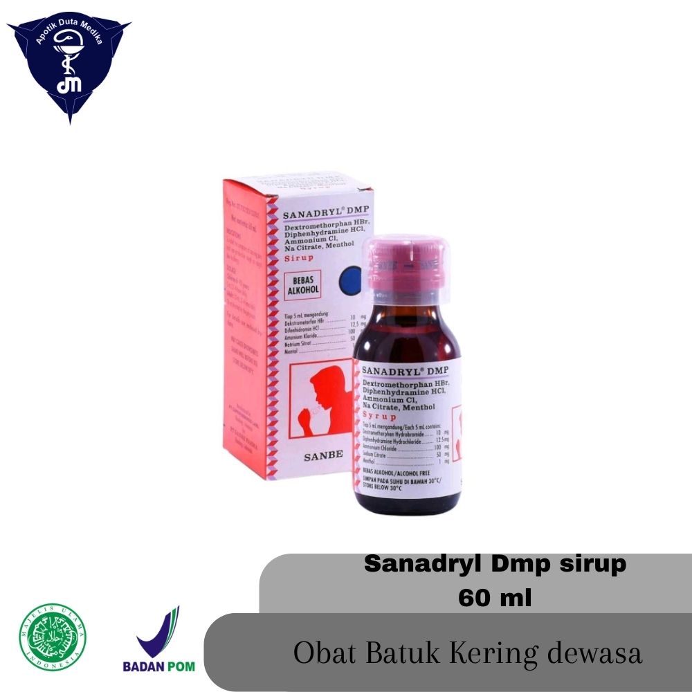 Jual SANADRYL DMP 60 ML SIRUP OBAT BATUK DEWASA BATUK TIDAK BERDAHAK