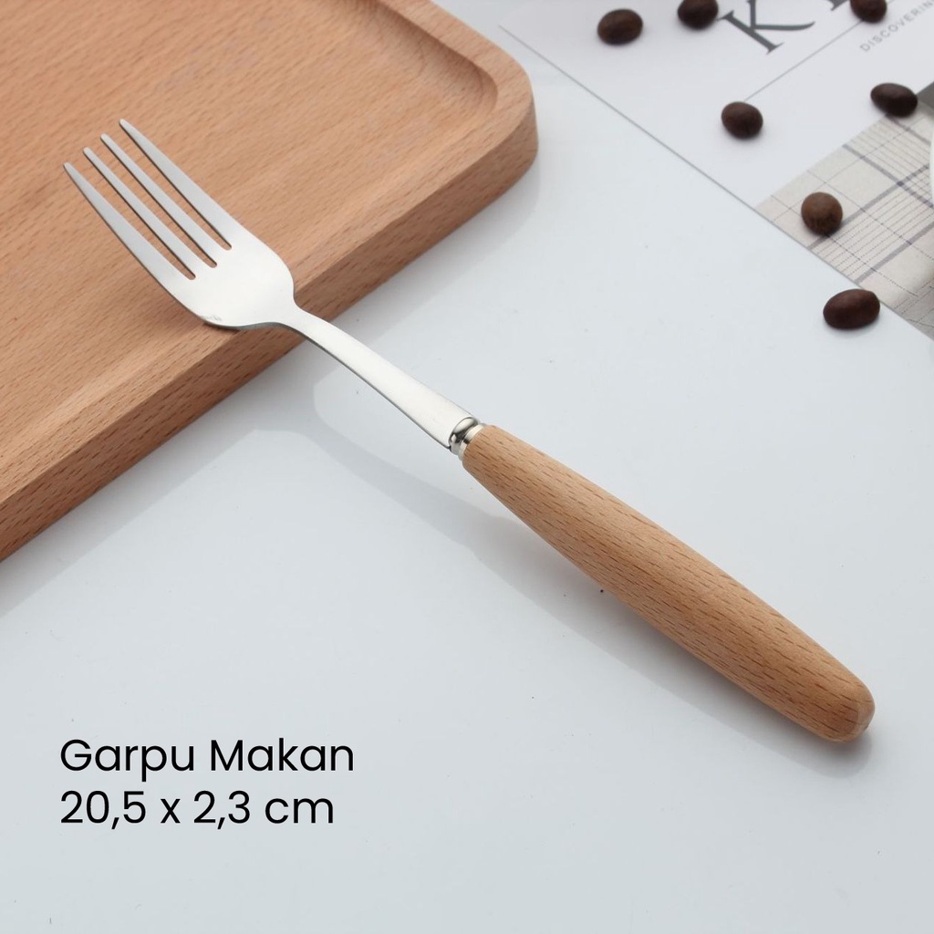 Jual Wood Cutlery Sendok Garpu Pisau Makan Korea Set Stainless Gagang