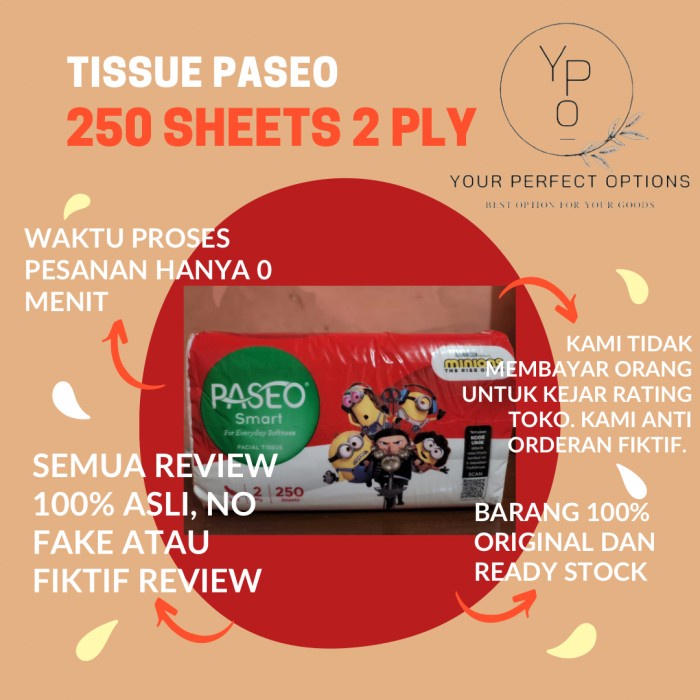 Jual Tissue Facial Wajah Paseo 250 Sheets 2 Ply SPESIAL MINIONS