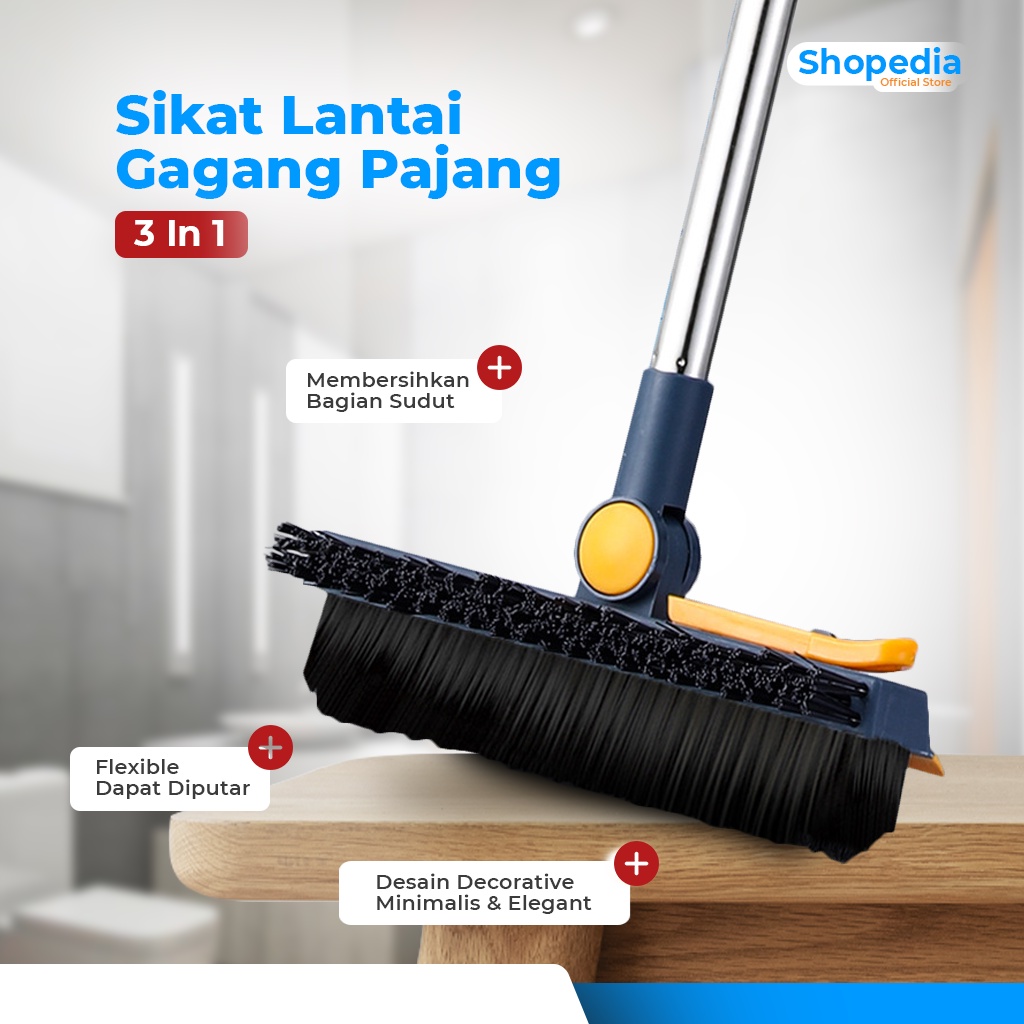 Jual Sikat Lantai Ganggang Panjang Alat Pembersih Kamar Mandi Wiper