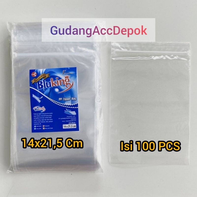 Jual KANTONG PLASTIK PP KLIP BENING 14X21 5 CM MEREK BLUKING TEBAL 50