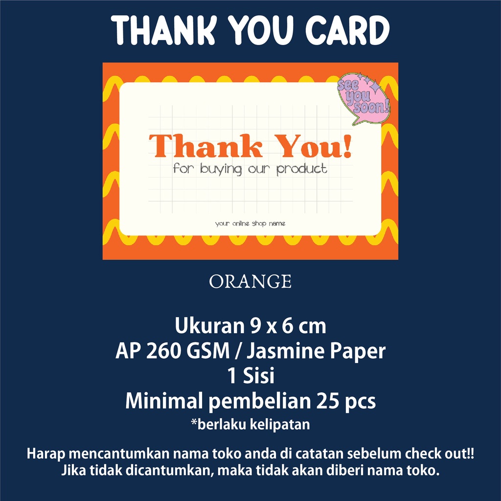 Jual Thanks Card Thank You Card Greeting Card Kartu Ucapan Terima