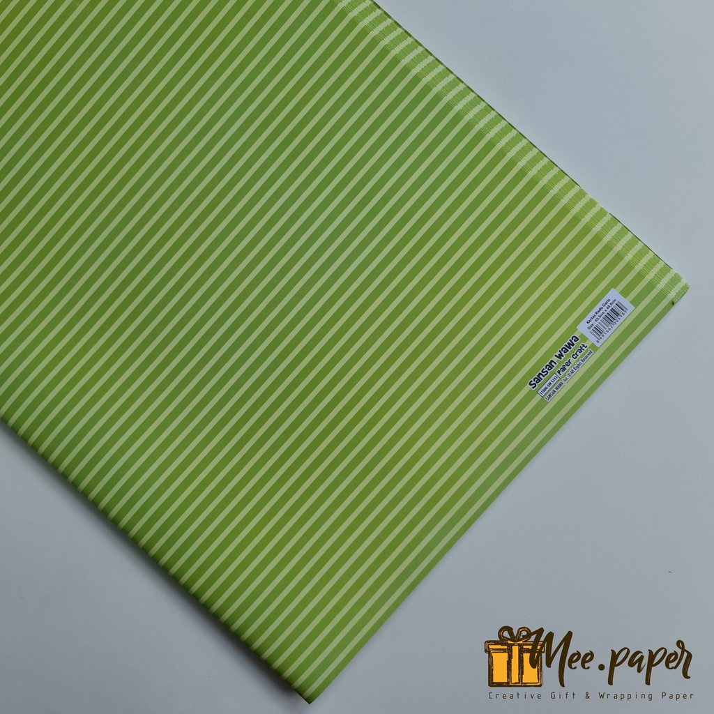 Jual Kertas Kado Sansan Wawa Motif Garis Green Bungkus Wrapping