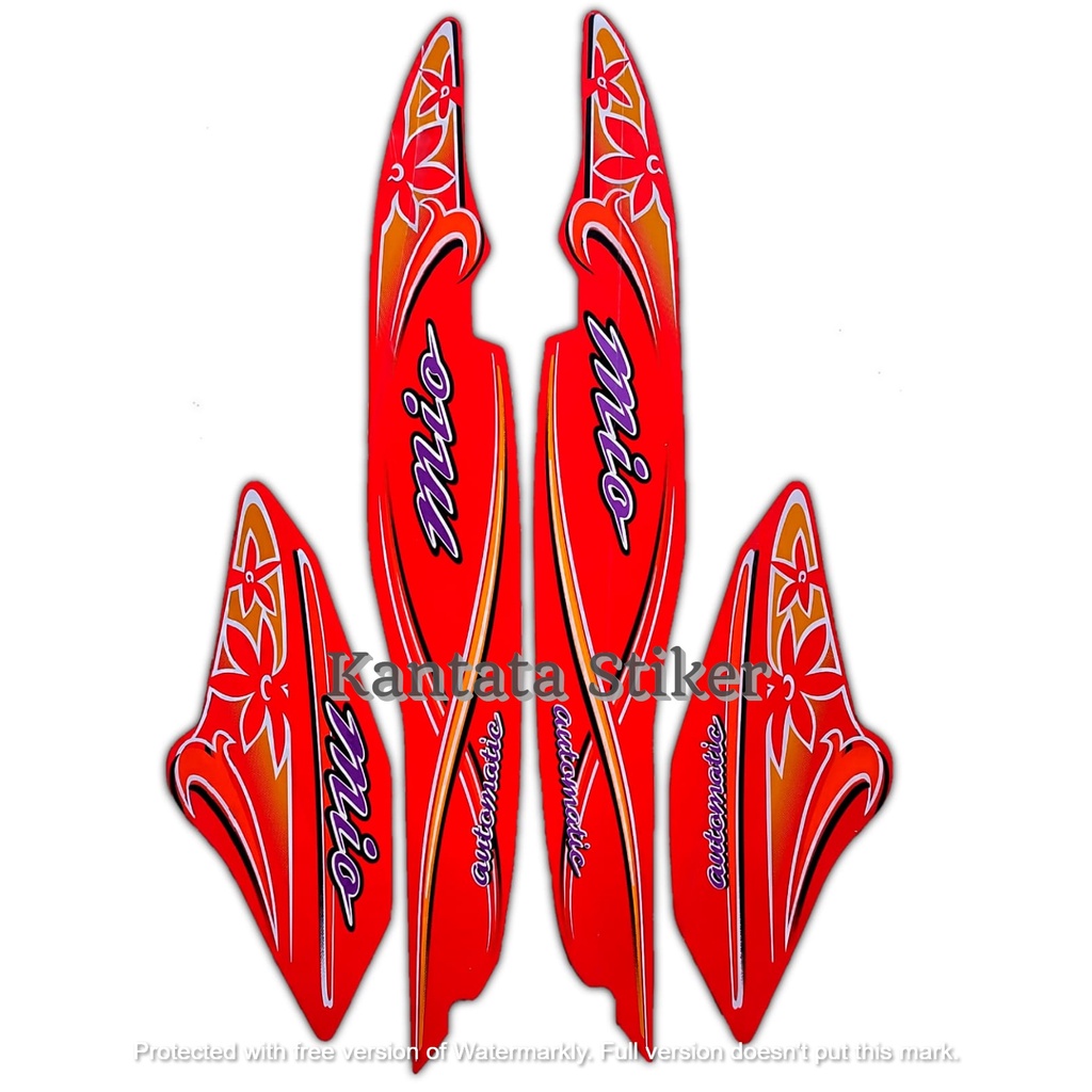 Jual STIKER STRIPING LIS LES BODY MOTOR YAMAHA MIO SPORTY 2004 MERAH