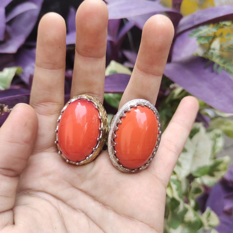 Jual Cincin Batu Akik Red Coral Merah Marjan Jumbo Big Size Top Ring