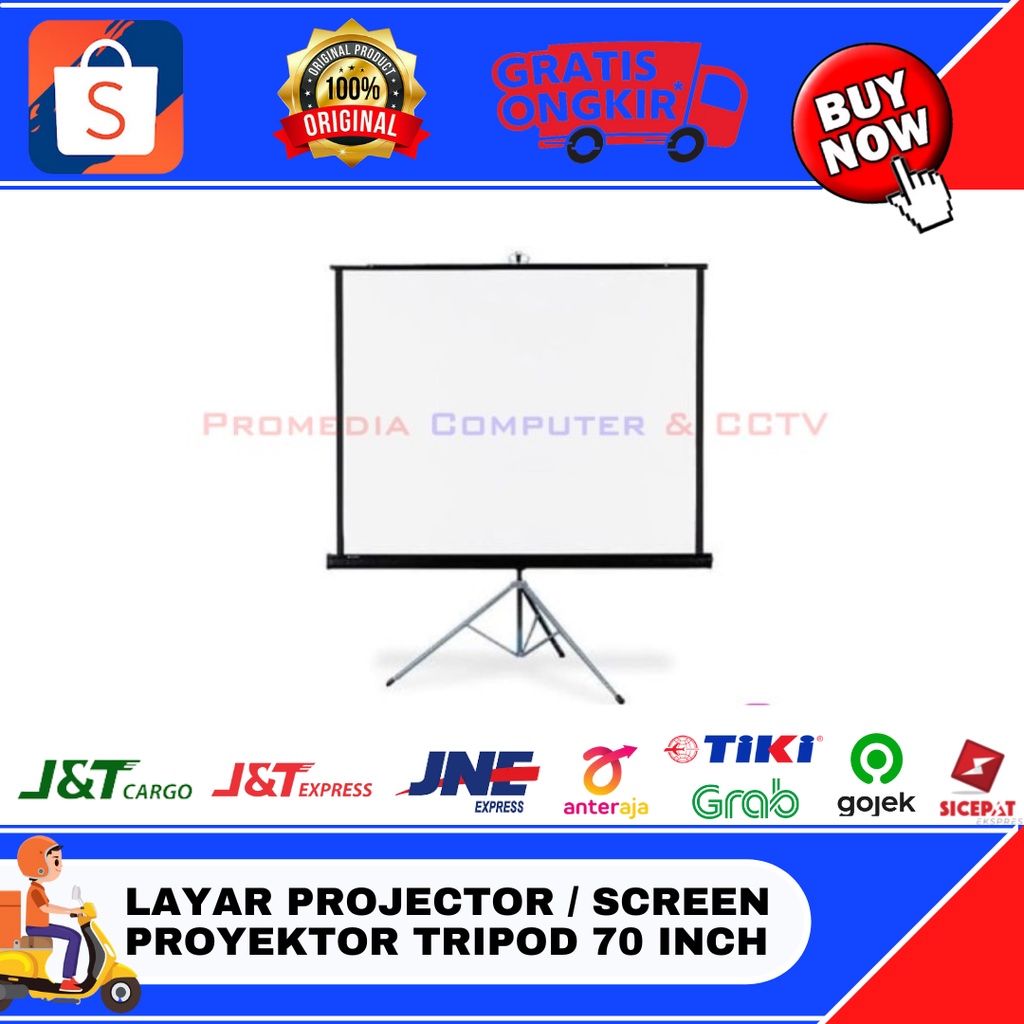 Jual Layar Projector Screen Proyektor Tripod Inch Shopee Indonesia