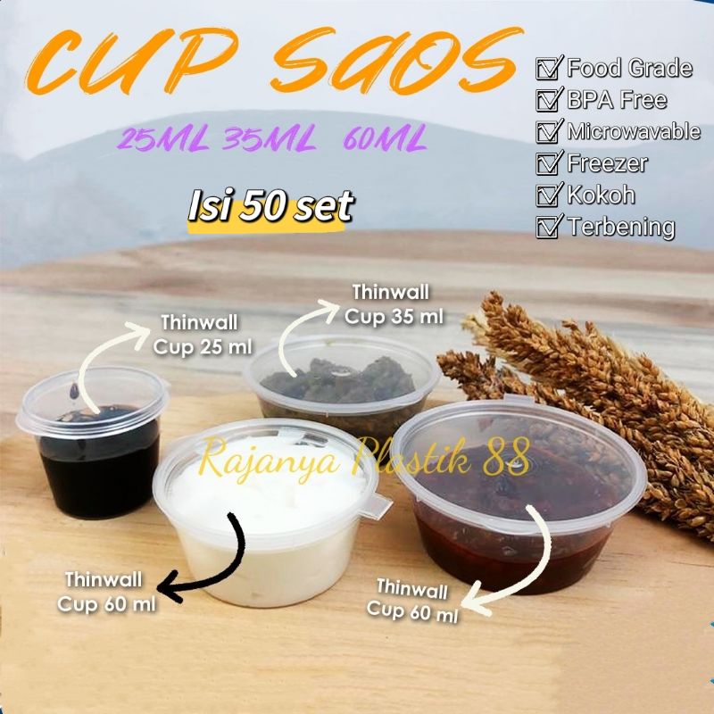 Jual Cup Saos Ml Ml Ml Thinwall Kecil Sambal Cup Saos Kecap Bumbu