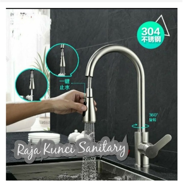 Jual Kran Sink Mixer Tarik Stainless Sus Kran Cuci Piring Tarik