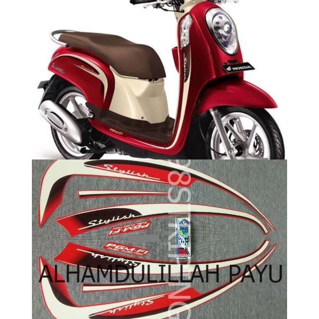 Jual Stiker Striping Lis Standar Ori Honda Scoopy F Fi Stylish Merah