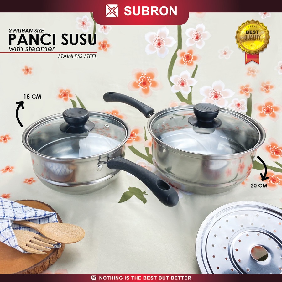 Jual Panci Susu Milk Pot Steamer Kukus 18cm 20cm Stainless Kukusan