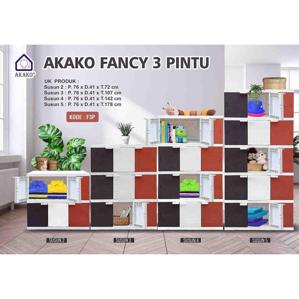 Jual Akako Lemari Pakaian Plastik Motif Rotan New Fancy Pintu Susun