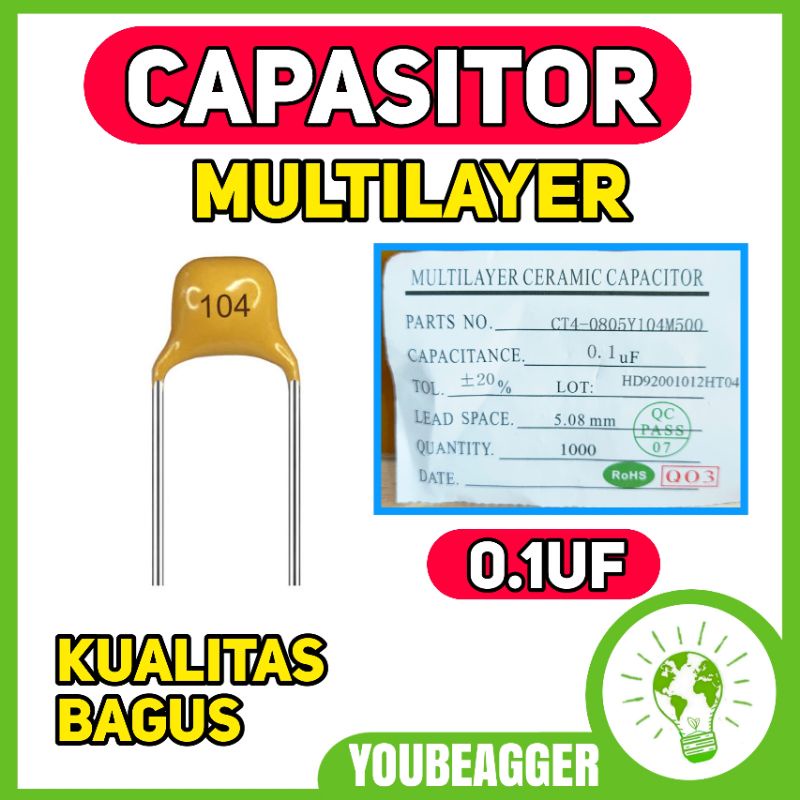 Jual Kapasitor Multilayer 104 100nf Shopee Indonesia