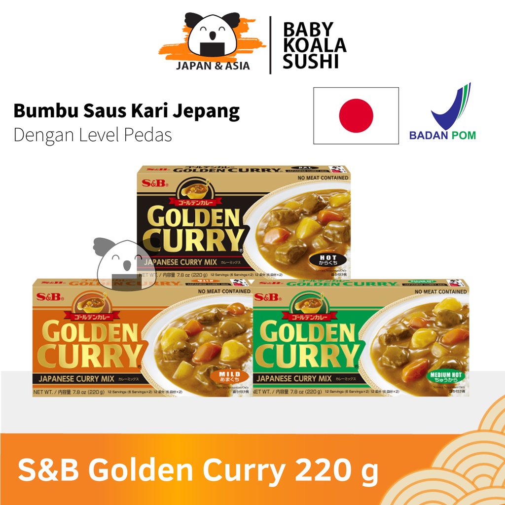 Jual S B GOLDEN CURRY Mix Hot Medium Mild 220 G Japan Cury Pedas Kare