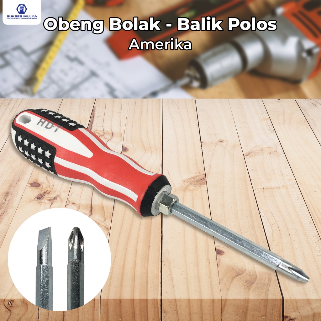 Jual Promo Khusus Obeng Bolak Balik Way Plus Minus America Polos