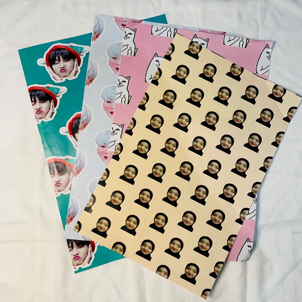 Jual Cetak Kertas Kado Custom Muka Sendiri Kostum Wrapping Paper Wajah