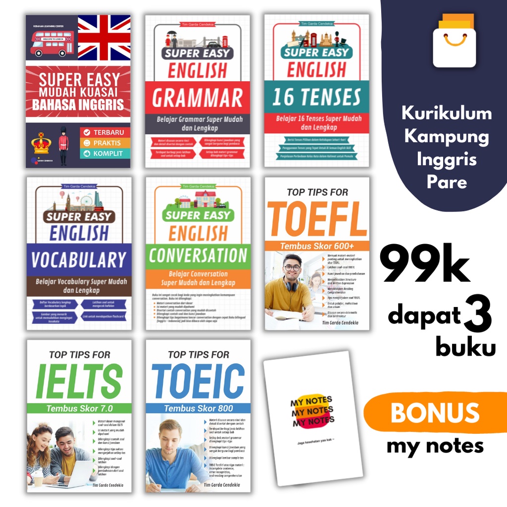 Jual Paket 3 Buku Belajar Bahasa Inggris 3 Buku 99rb Aja Shopee Indonesia