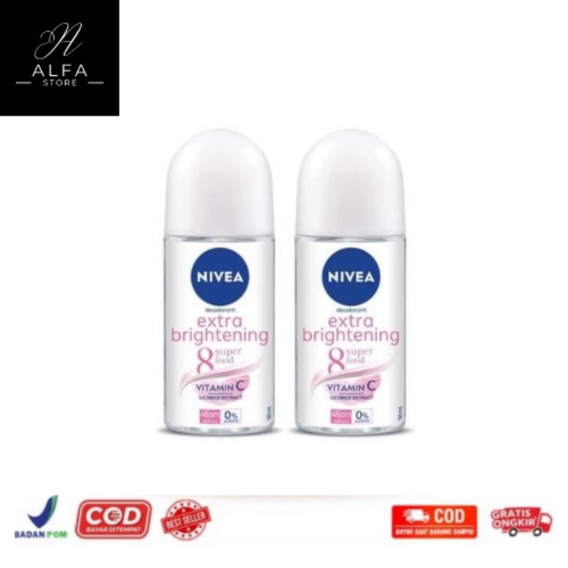 Jual NIVEA Deodorant Extra Brightening Roll On 50ml Shopee Indonesia