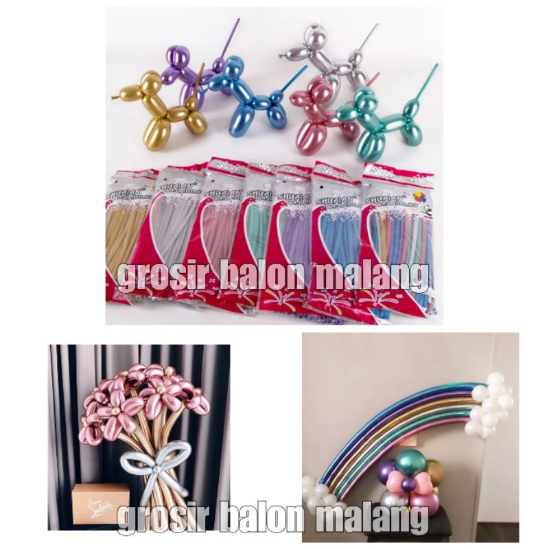 Jual Per Pak Isi Balon Latex Twist Metalik Chrome Balon Cacing