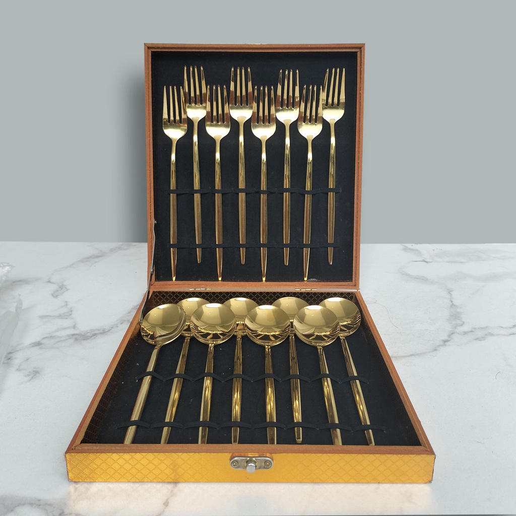 Jual Aveline Sendok Set Sultan Sendok Gold Cutlery Set Stainlees