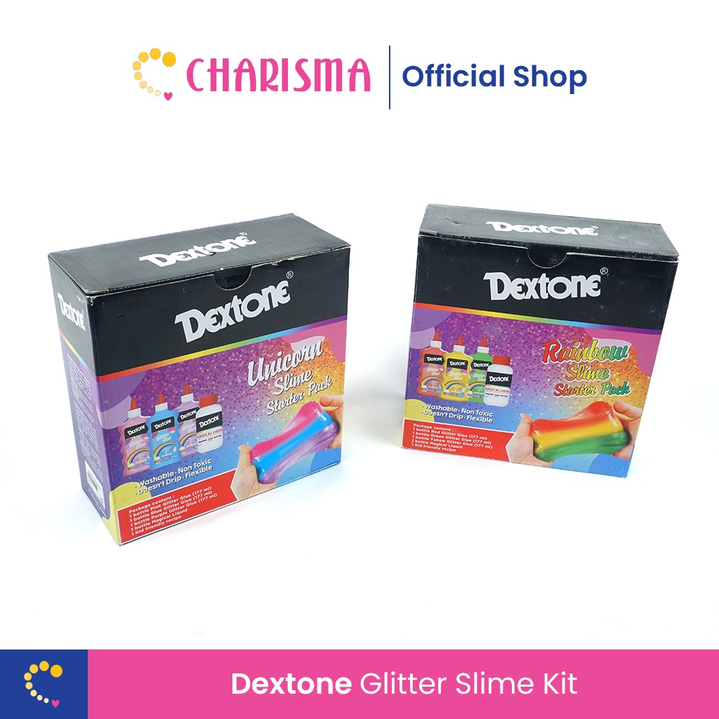 Jual Charisma Dextone Glitter Slime Kit Unicorn Rainbow Kit Box