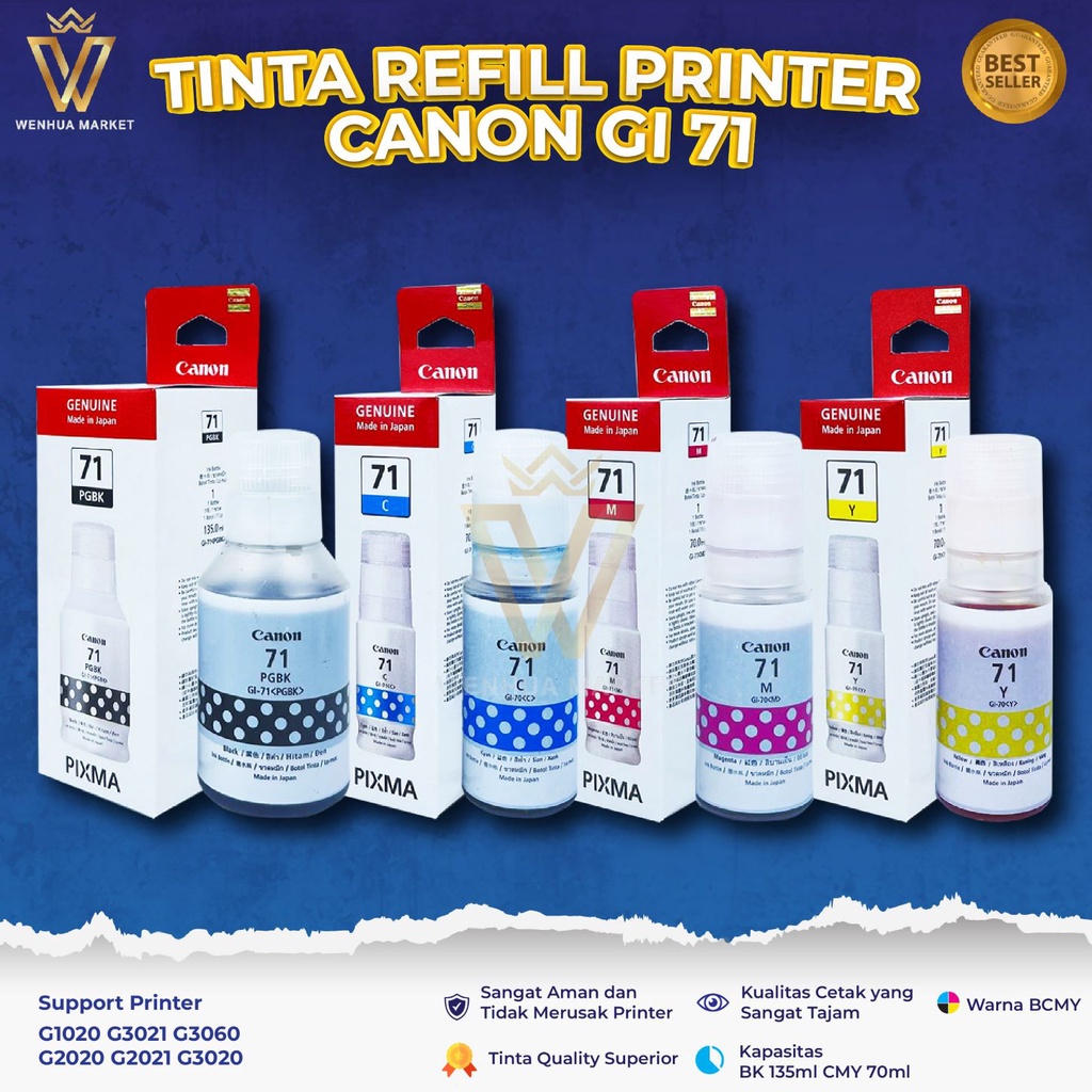 Jual 1 SET 4 PCS Tinta Canon Gi 71 Tipe Printer G2060 G3021 G1020 G2020