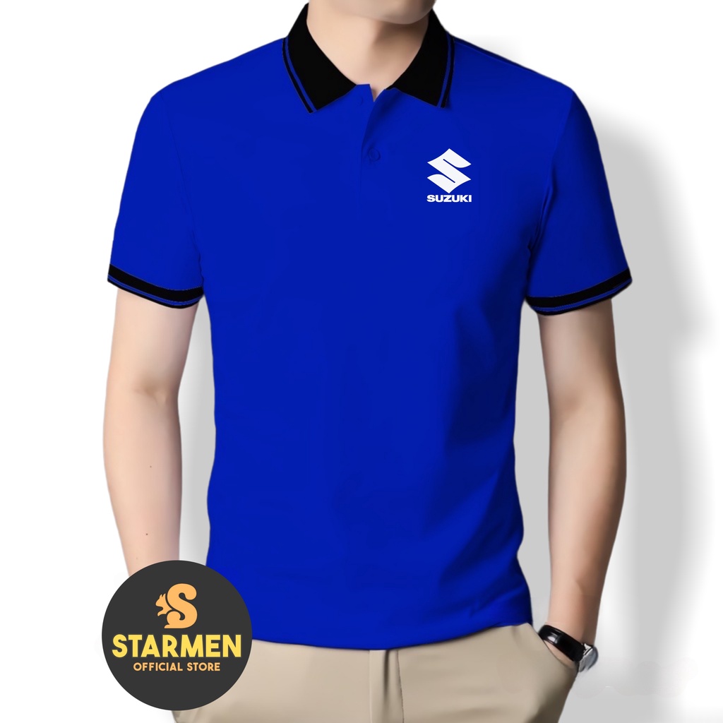 Jual Kaos Polo Atasan Tshirt Pria Kerah Wangki Big List Logo Suzuki