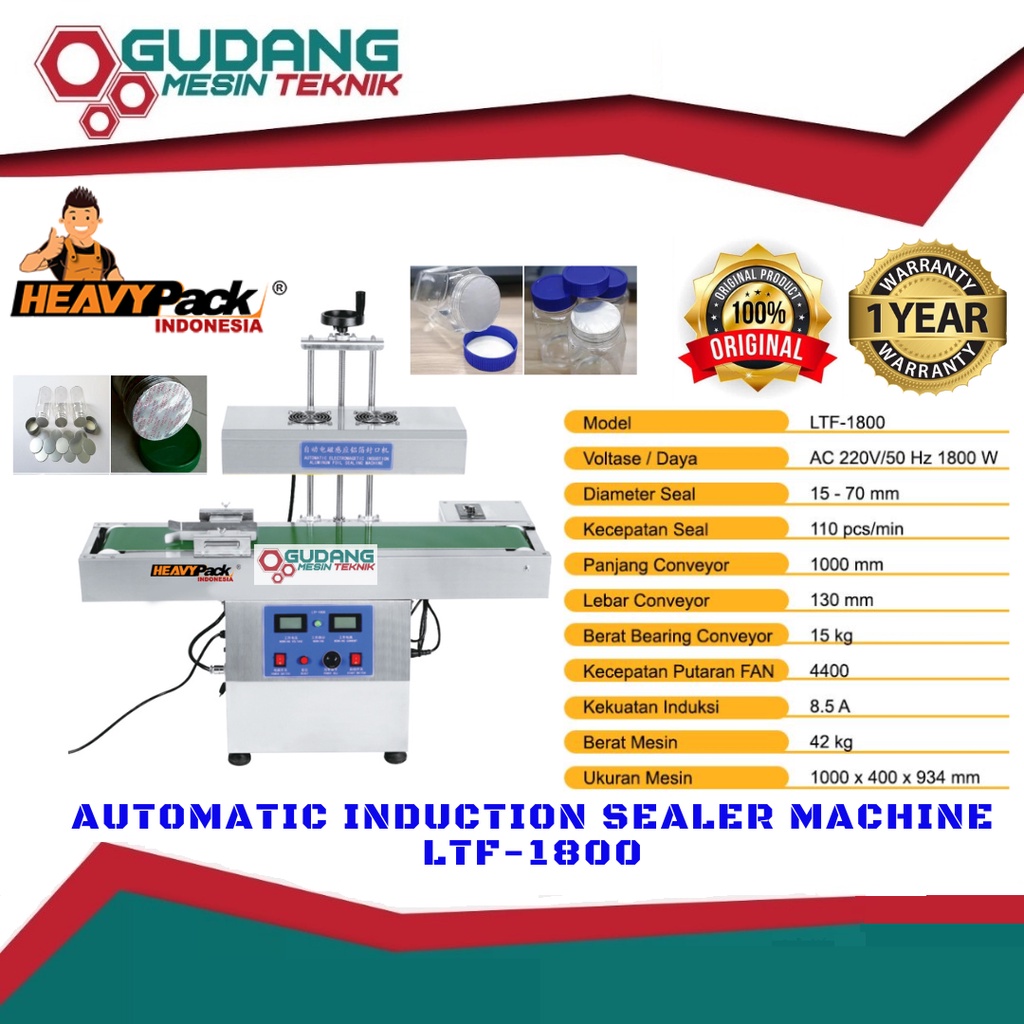 Jual Heavypack LTF 1800 Automatic Induction Sealer Machine Segel