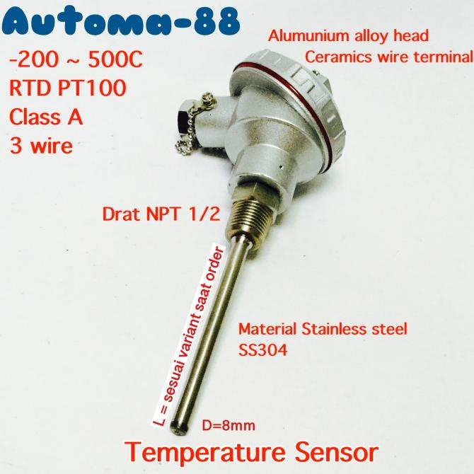 Jual Industrial Rtd Pt Temperature Sensor Drat Inch Npt Male