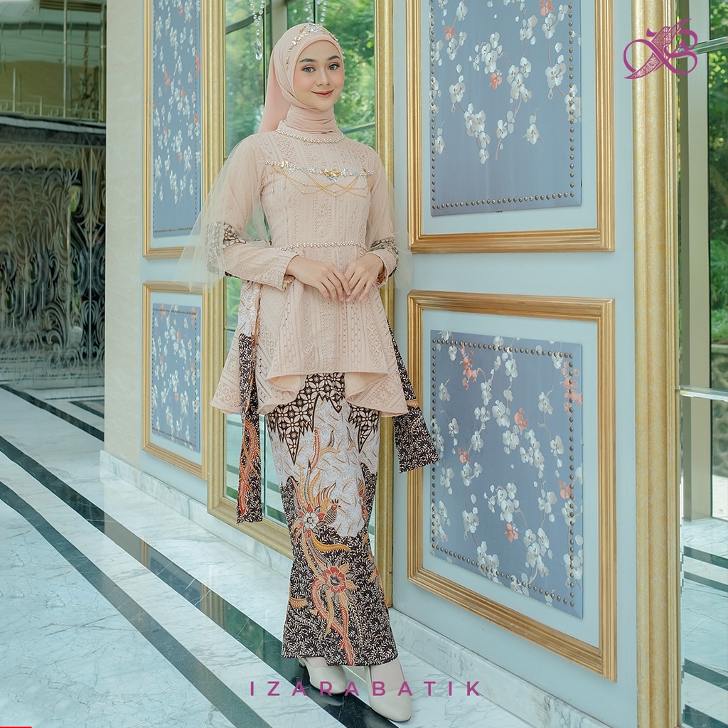 Jual Rosie Cream Setelan Baju Kebaya Batik Modern Couple Wisuda