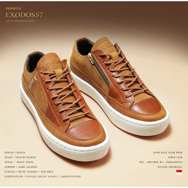 Jual Exodos57 Saggio Yellow Orange Sepatu Kulit Lokal Shopee