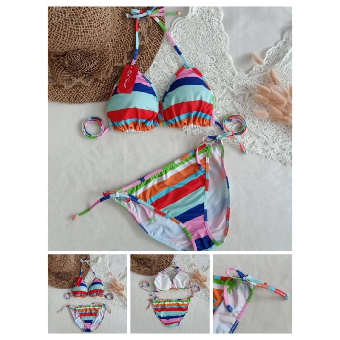 Jual Bk R Xo Garis Warna Warni Bikini Pantai Segitiga With Foam