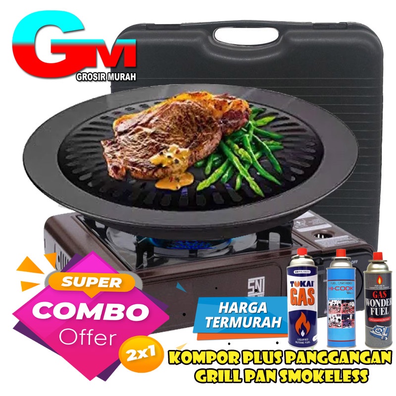 Jual PAKET Kompor Portable 2 In 1 Barberque Grill Smokeless 32cm