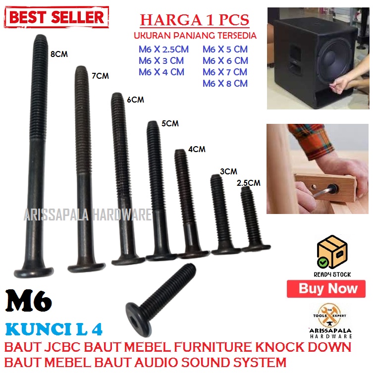 Jual Baut JCBC Hitam Baut Mebel Dipan Furniture Baut Speaker Kepala