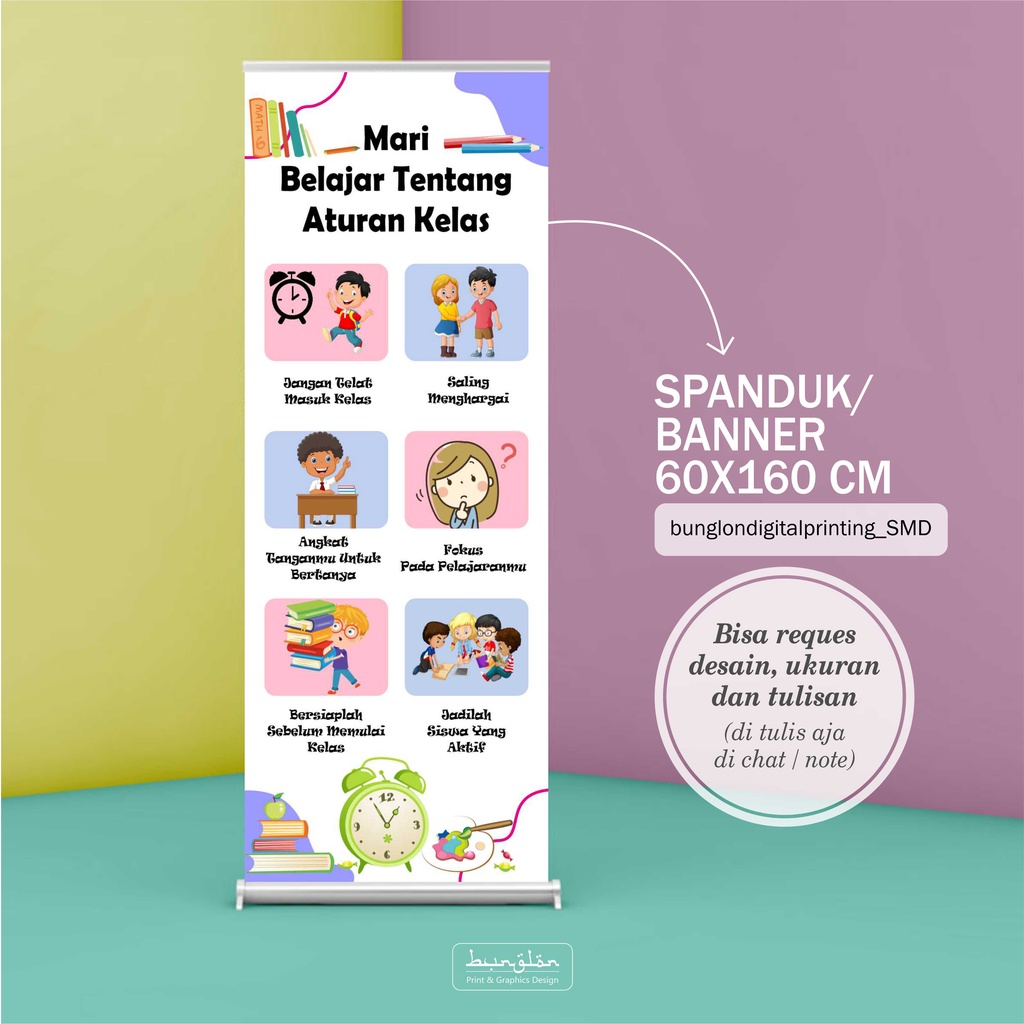 Jual Spanduk Banner Belajar Peraturan Kelas Aturan Ruang Kelas