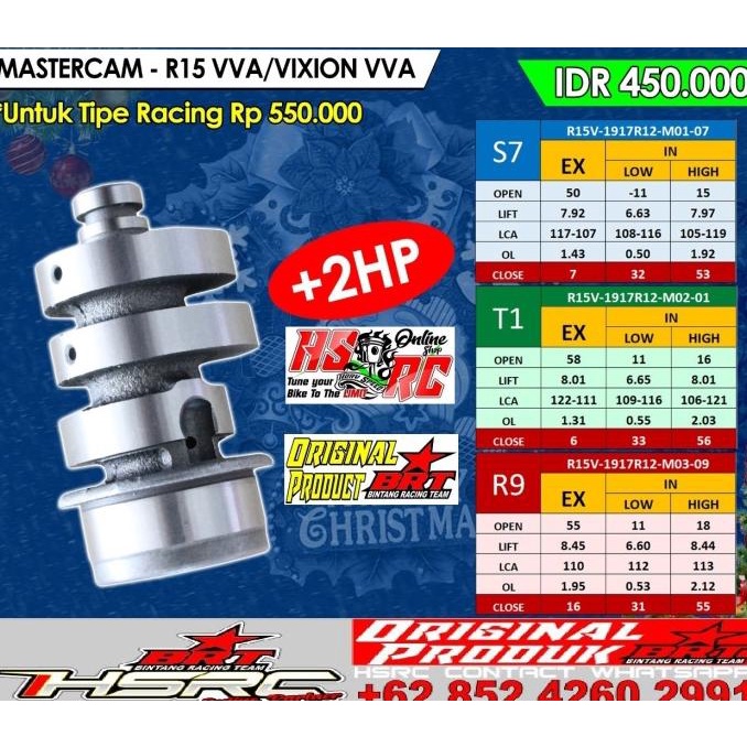 Jual Noken AS KEM Racing BRT R15VVA Vixion New VVA Mastercam R15V3 As