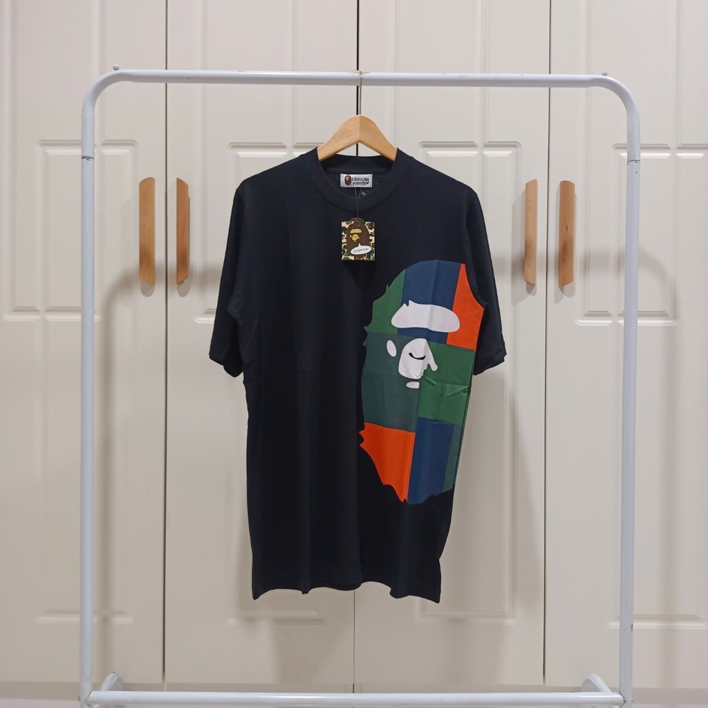 Jual Baju Kaos Pria A Bathing Ape Bape Aape Big Head Color Logo Hitam