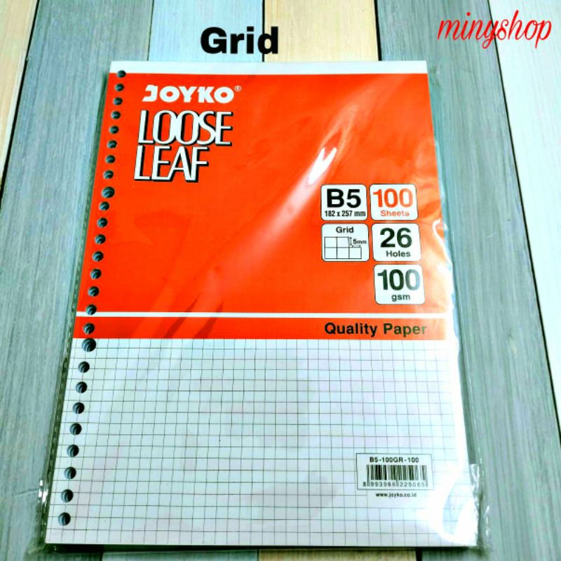 Jual Isi Kertas Binder File Loose Leaf A5 B5 Grid Dotted Plain 100