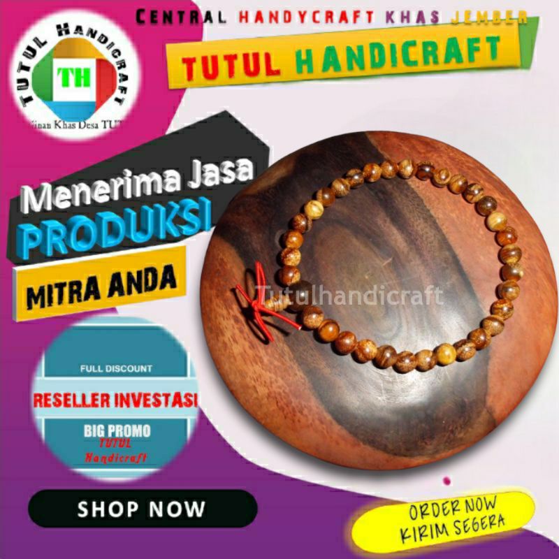 Jual Gelang Kayu Gaharu Zebra Ulir Padat Model Kepala Bhuda Ukuran Mm