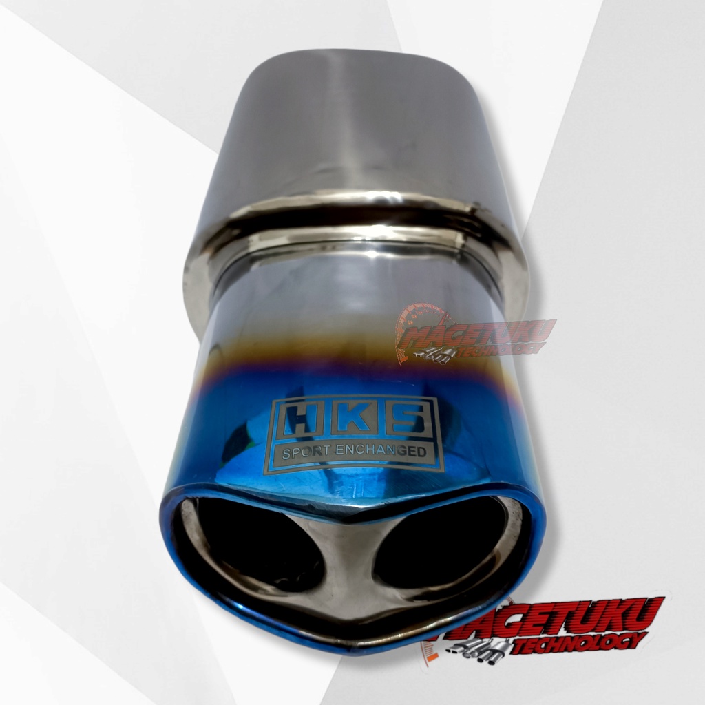 Jual Knalpot Mobil HKS Bass Adem Bulet KACAMATA Full Stainless Biru