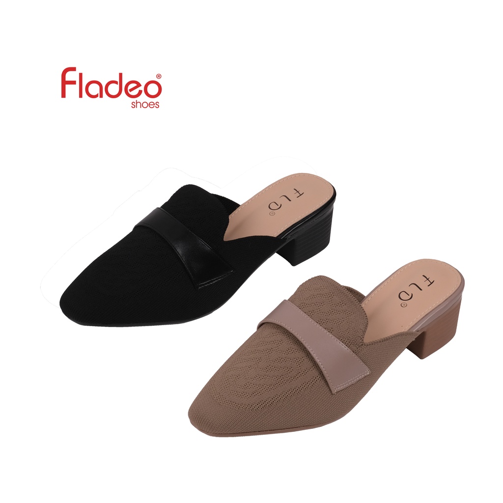 Jual Fladeo L Ldfh Bg Sepatu Slop Hak Tahu Wanita Mules Block