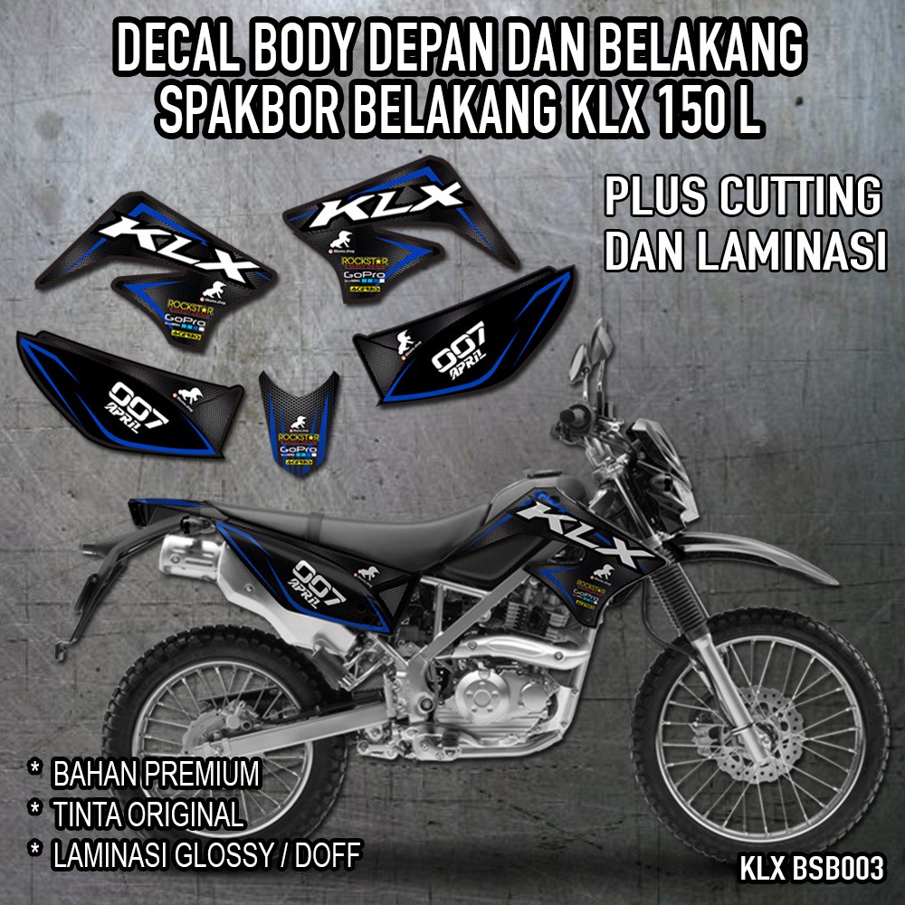 Jual DECAL BODY DEPAN DAN BELAKANG SPAKBOR BELAKANG KLX 150 L GLOSY