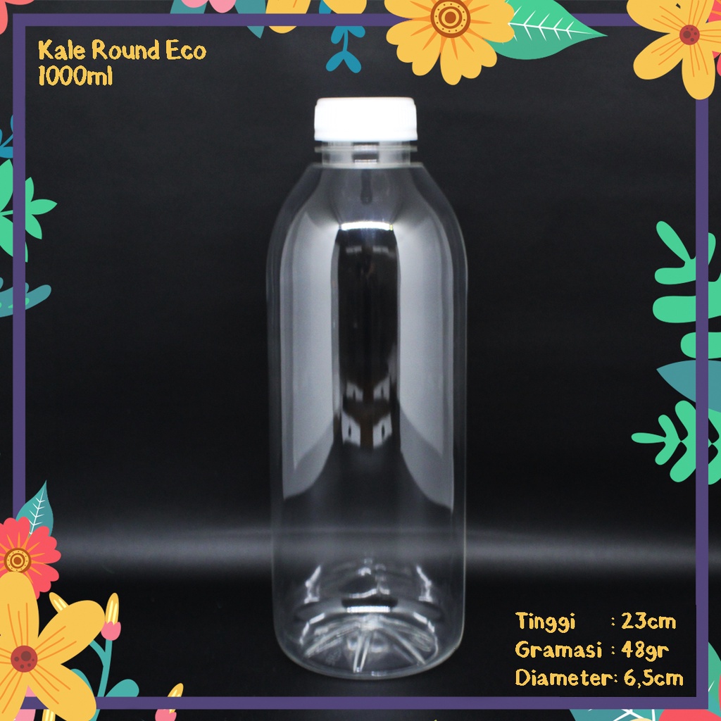 Jual BOTOL PLASTIK KALE BULAT 1000ML ECO 45GR KEMASAN KOPI JUS MADU