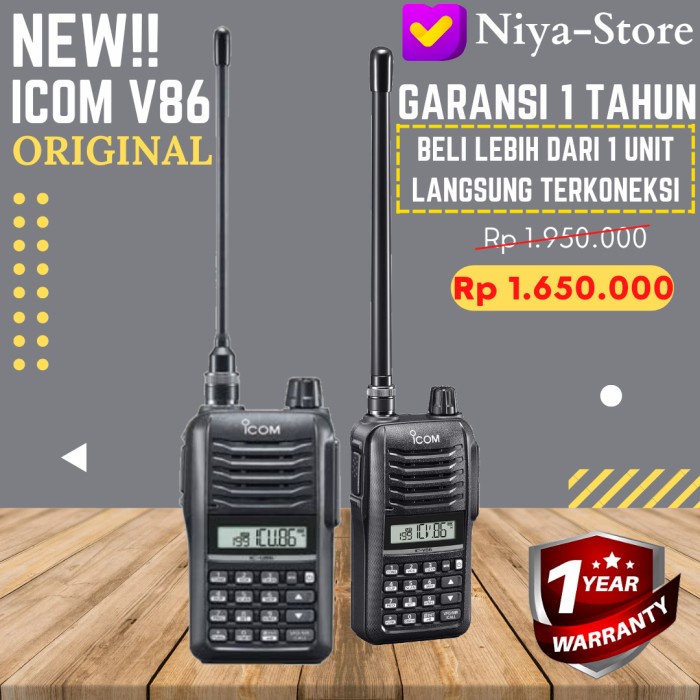 Jual HT ICOM V86 Original HT ICOM V86 VHF 7 Watt Garansi 1 Tahun