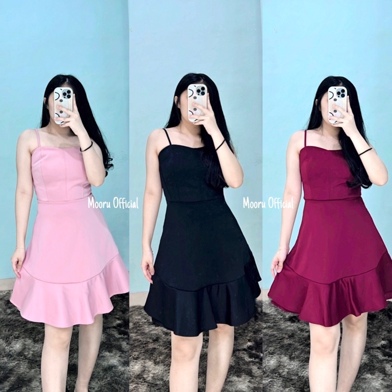 Jual Genevie Dress Terusan Baju Rok Panjang Wanita Bahan Tebal Scuba