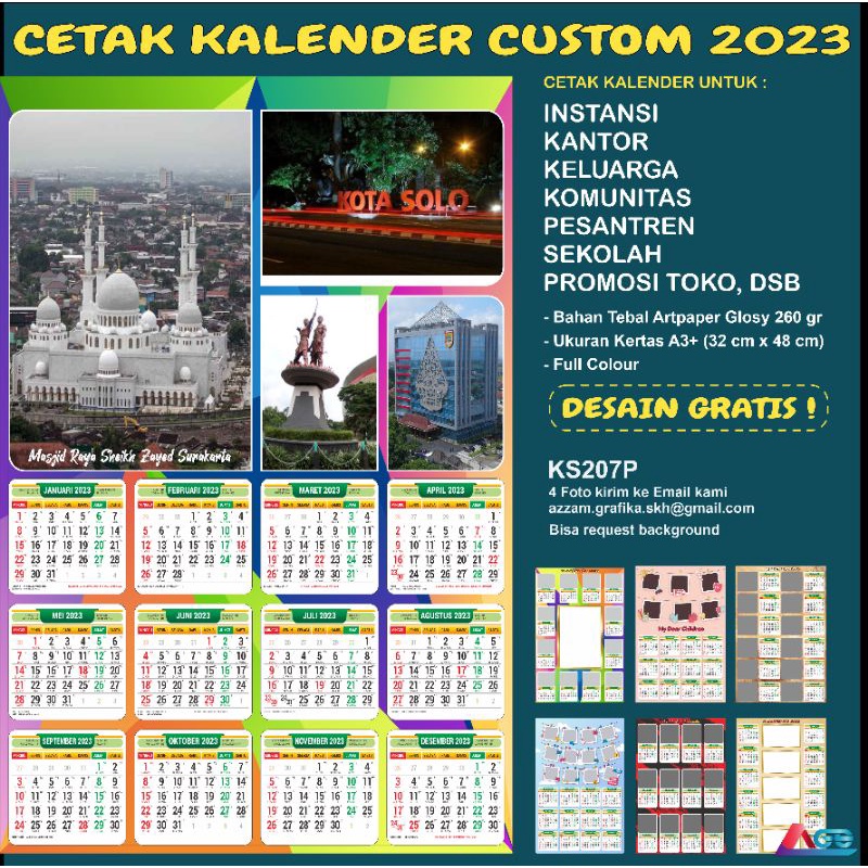 Jual Kalender Dinding A Custom Aesthetic Foto Keluarga Cetak