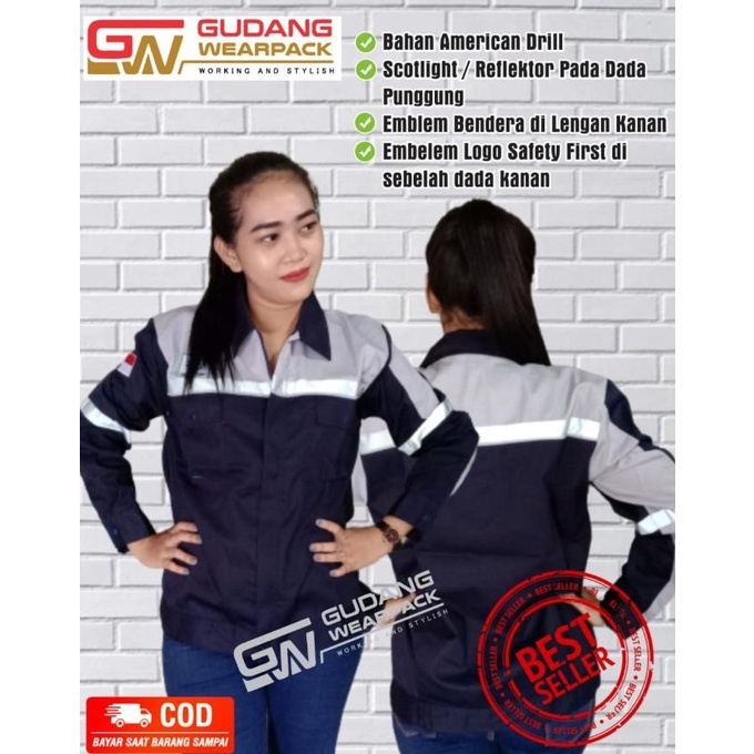 Jual Wearpack Atasan Kemeja Safety K Dongker Abu Baju Kerja Proyek