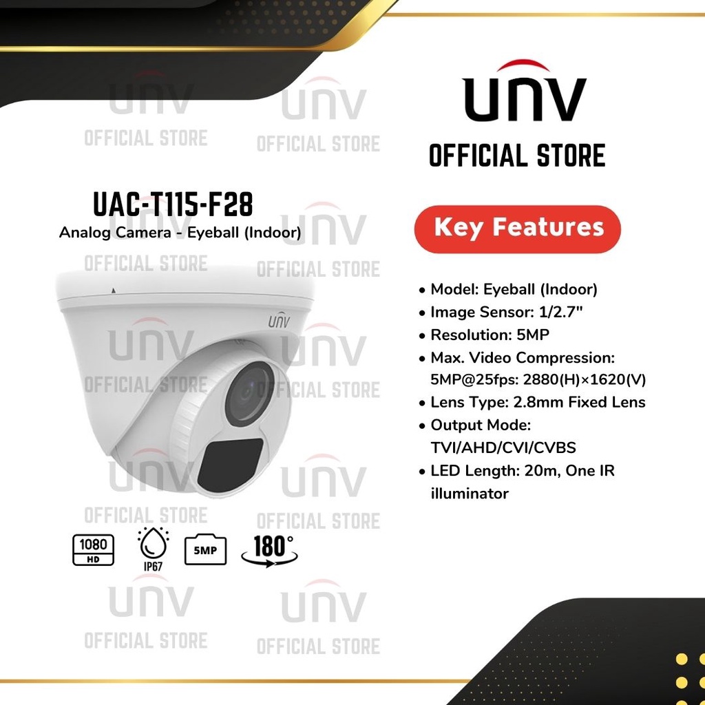 Jual Uniview Cctv Mp Hd Fixed Ir Turret Analog Camera Uac T F