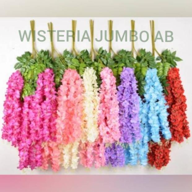 Jual PRODUK WISTERIA JUMBO BUNGA PLASTIK BUATAN DEKORASI PESTA